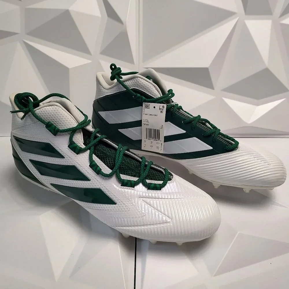 Adidas Mens Football Cleats 17 White Green Shoe Lacrosse Freak Carbon Mid - Picture 3 of 11